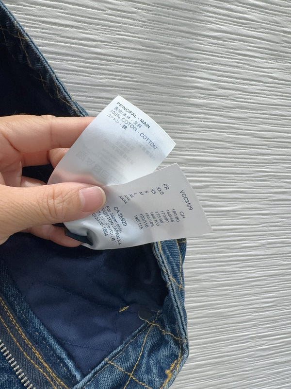 LV 26S Straight-Leg Denim Jeans Diamond-Grid Stitching Medium Wash Blue Cotton 436589