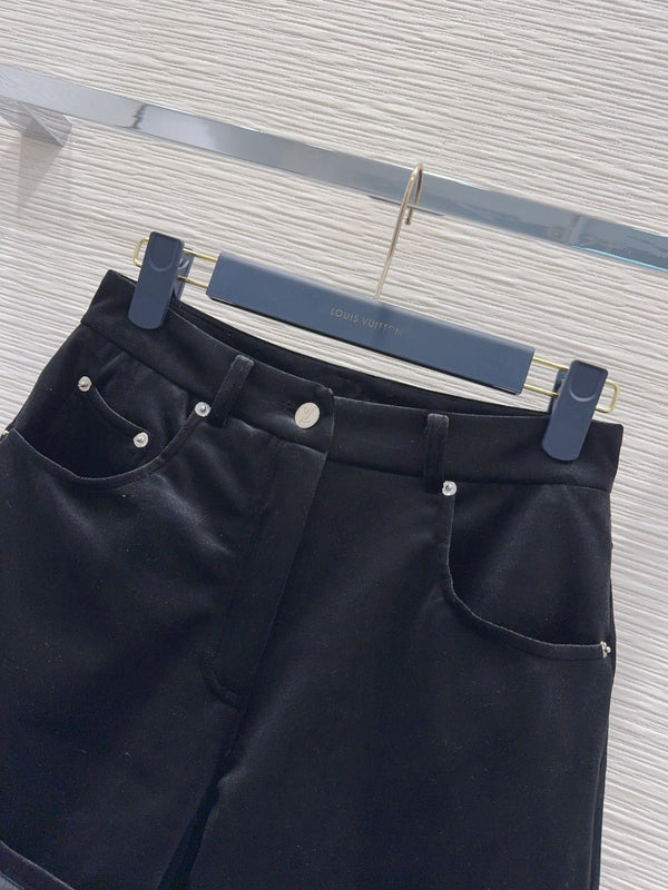 LV 26FW Velvet Shorts Vintage Casual Polyester 436415