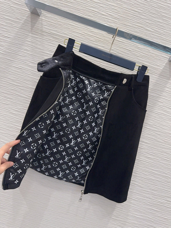 LV 26FW Velvet Skirt Vintage Casual Polyester 436401