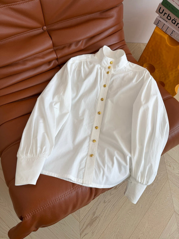 CC 26S High-Neck Blouse Balloon Sleeves Cotton 438381