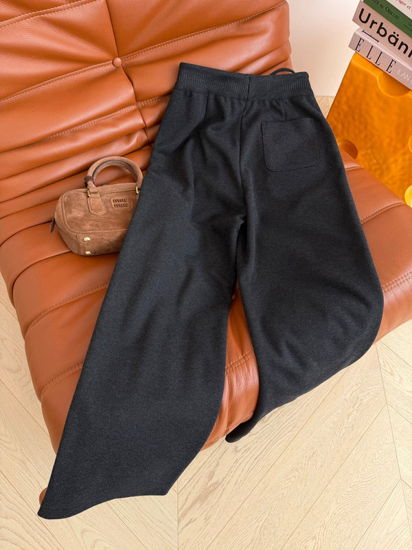 CC 26AW Double C Wool-Blend Wide-Leg Pants Polyester 438611