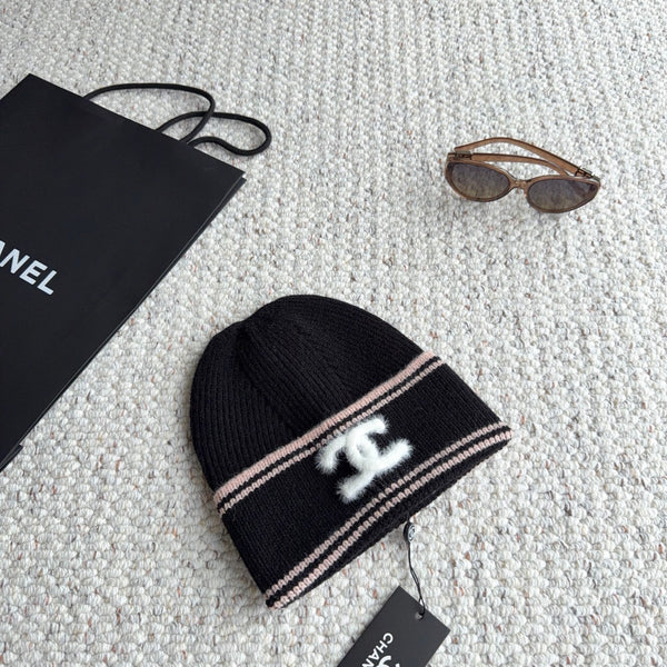 CC 26FW Ribbed Knit Beanie Double C Logo 517951
