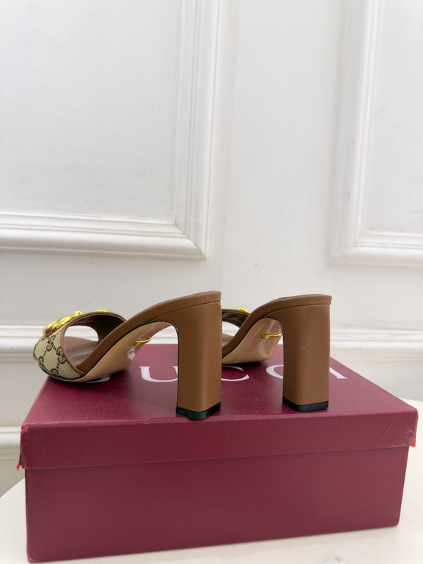GG Horsebit High-Heel Slide Sandals 8cm Canvas 164956