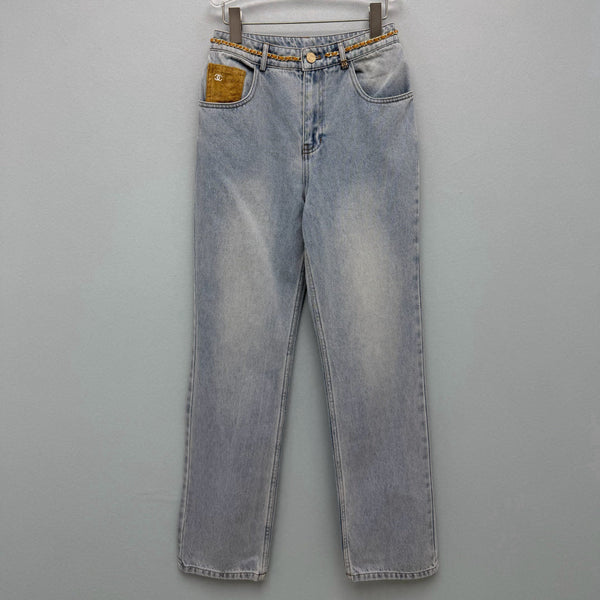CC 26FW Straight-Leg Jeans Gold Pocket Detail Light Blue Cotton 439014