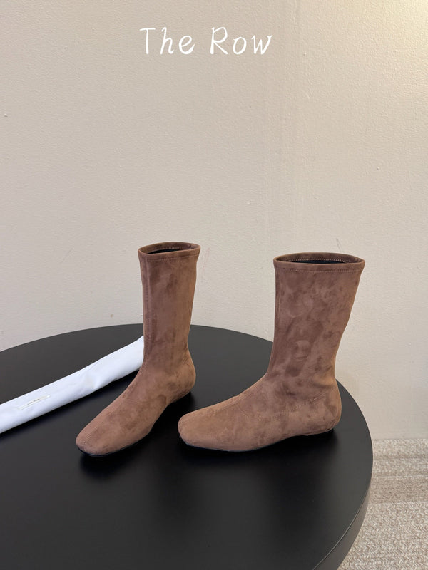 TR 2026 Booties Stretch Square-Toe 2cm Wedge Sheepskin