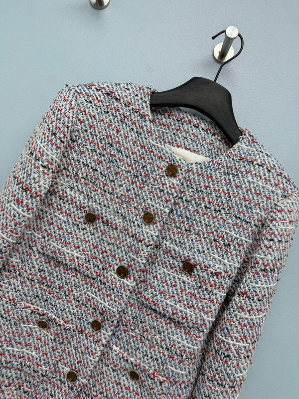 CC 26FW Tweed Jacket White Blue Red Cotton 274314