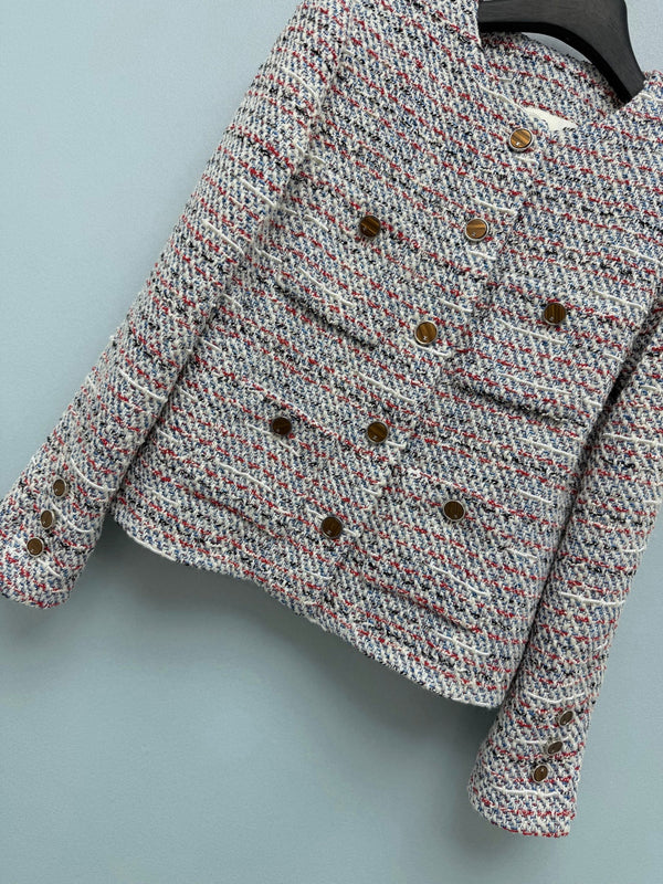 CC 26FW Tweed Jacket White Blue Red Cotton 274314