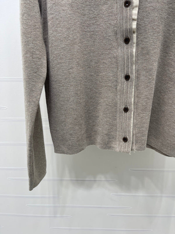Miu 26FW Logo Cardigan Contrasting Collar Cotton 439932