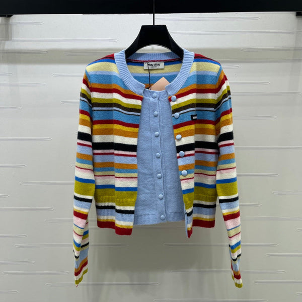 Miu 26FW Striped Knit Cardigan Multicolor Multicolor 439913