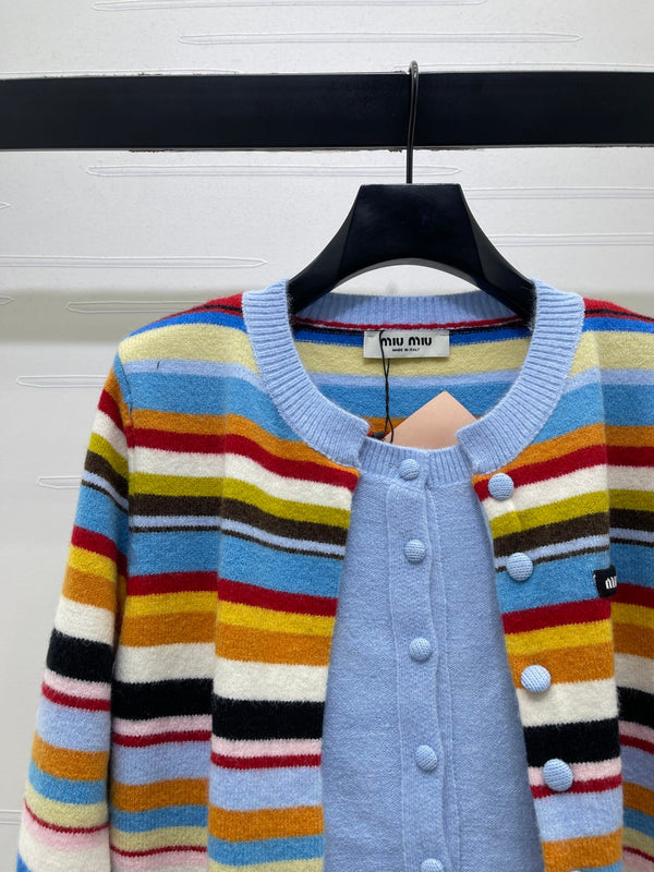 Miu 26FW Striped Knit Cardigan Multicolor Multicolor 439913