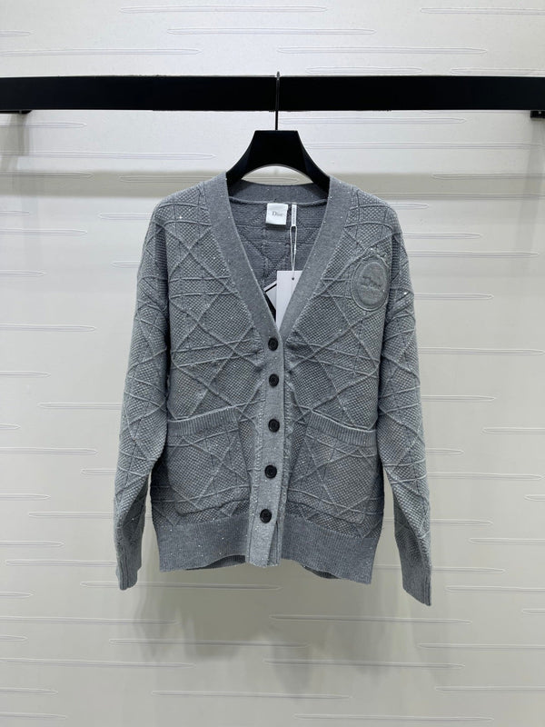 CD 26FW Diamond-Pattern Knit Cardigan Wool 439848