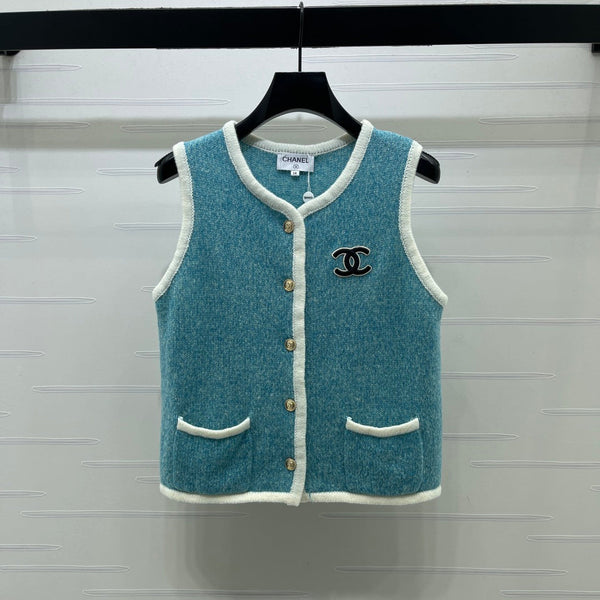 CC 26FW Style Sleeveless Vest Turquoise Wool 439481