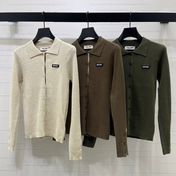Miu 26sKnitted Polo Top Wool 439817