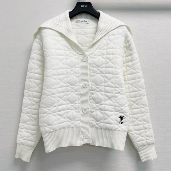 CD 26FW Cannage Knit Cardigan Ecru Wool 440342