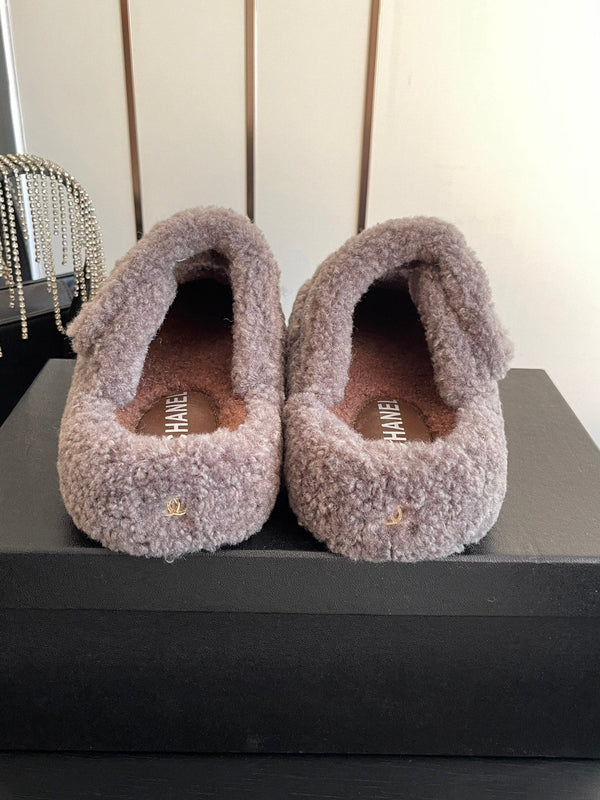 CC 26FW Logo Slip-On Mules Faux Shearling 176755