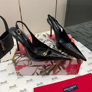 DG 26FW Logo Slingback Pumps 10cm Patent Leather 179861