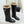 CC 26FW Riding Boots Gold-Tone Turn-Lock Strap Black Leather & Shearling 188565