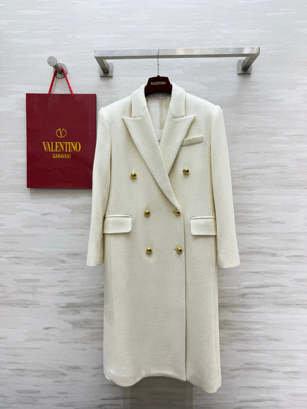 VLTN 26FW Double-Breasted Long Wool Coat Gold Buttons Wool 449852