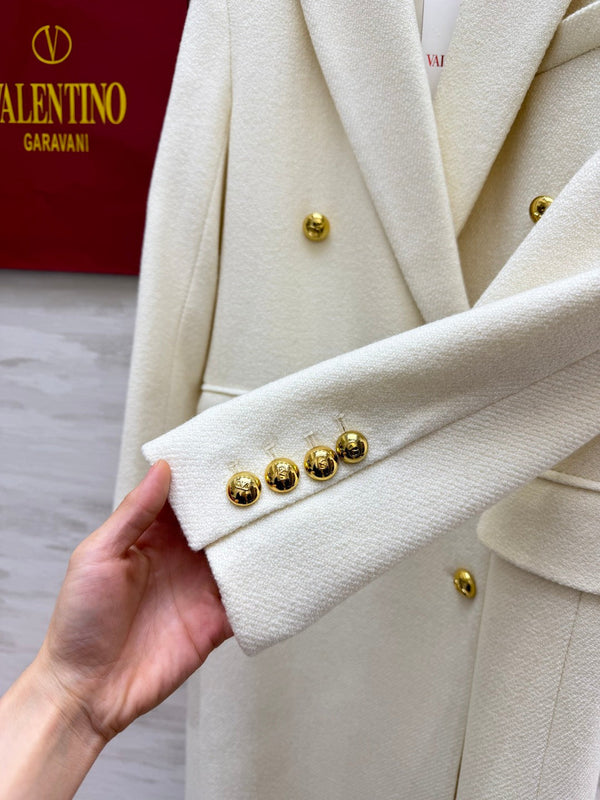 VLTN 26FW Double-Breasted Long Wool Coat Gold Buttons Wool 449852