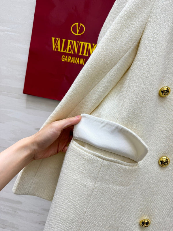 VLTN 26FW Double-Breasted Long Wool Coat Gold Buttons Wool 449852