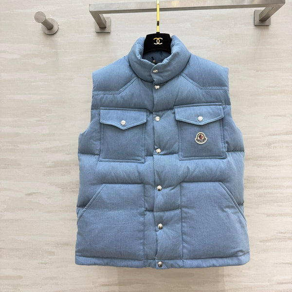MC 26FW Stand-Collar Down Vest Utility Pockets Blue 449810