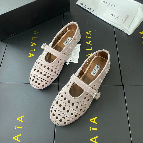 Alaia 26FW Vienne Ballet Flats Strap Suede 195008