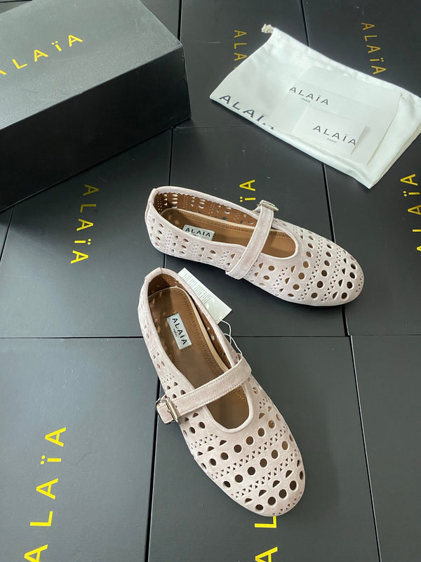 Alaia 26FW Vienne Ballet Flats Strap Suede 195008