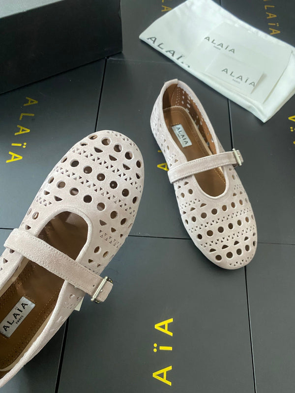 Alaia 26FW Vienne Ballet Flats Strap Suede 195008