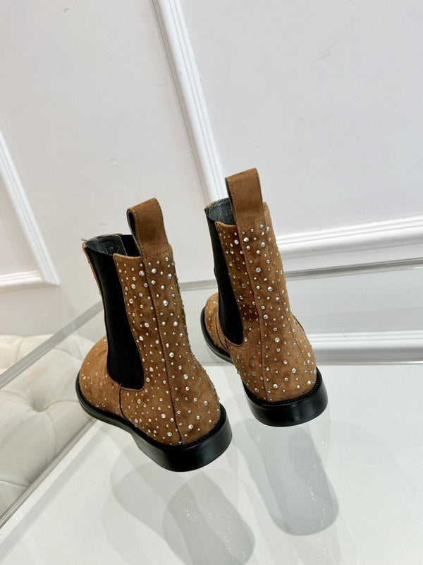 LW 26FW Rhinestone Boots Suede Leather 122748