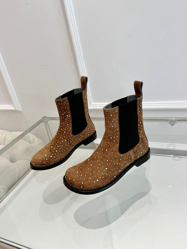 LW 26FW Rhinestone Boots Suede Leather 122748