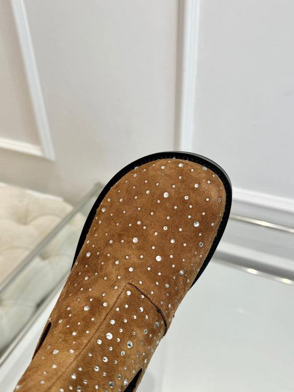 LW 26FW Rhinestone Boots Suede Leather 122748