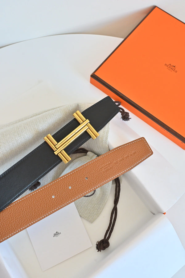 HM 26FW Reversible Tube H Belt 3.8cm Haze Leather 220399