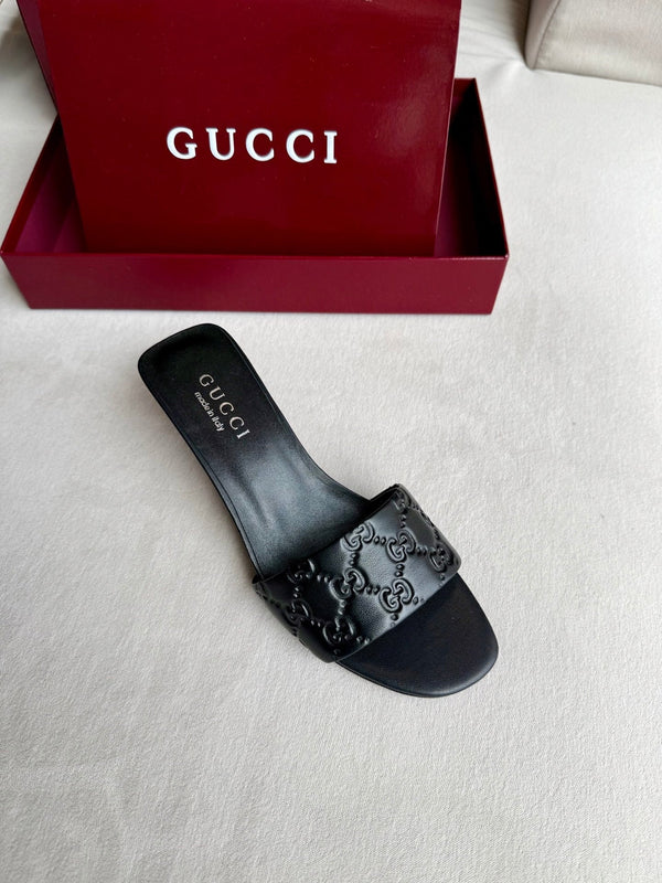 GG 26s Slide Sandals 5.5cm Black Calfskin