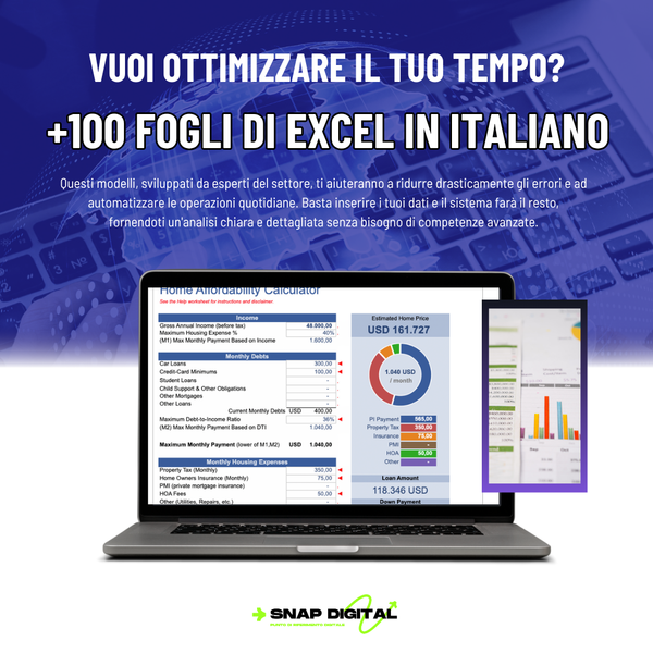100 Fogli Excel Pronti all'Uso IN ITALIANO Per business e privati