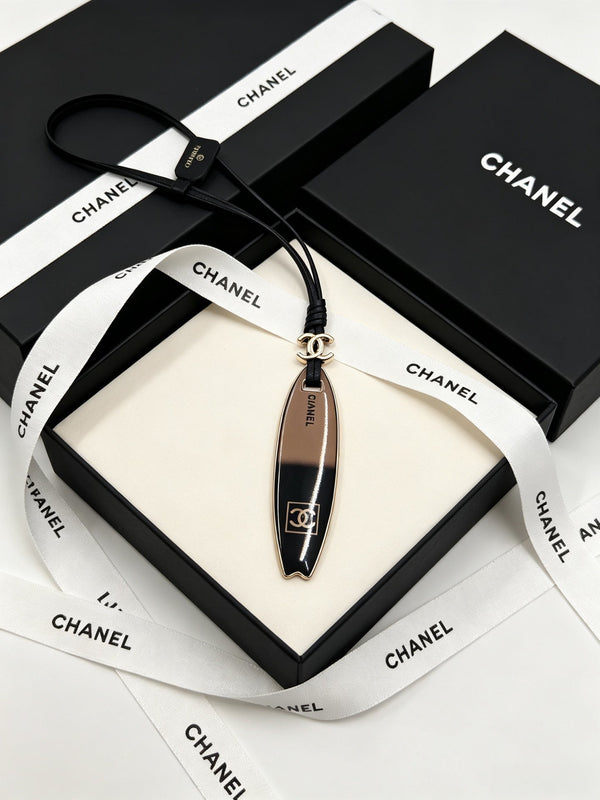 CC Surfboard-shaped Leather Cord Charm