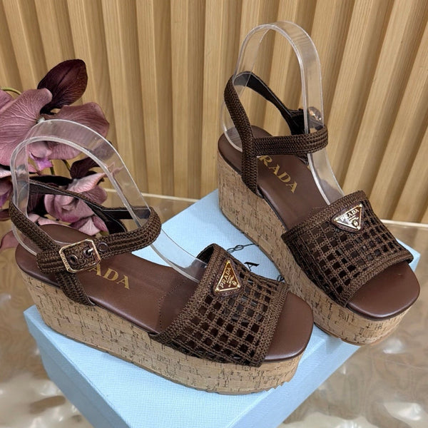 Prad 2026 Platform Sandals 75mm Crochet Fabric 151249