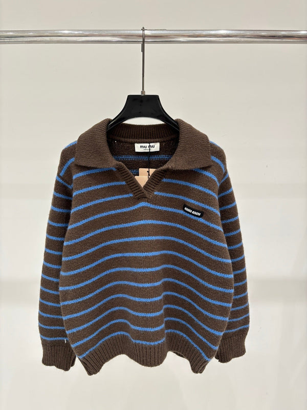 Miu 2026 Striped Polo Sweater Wool 431813