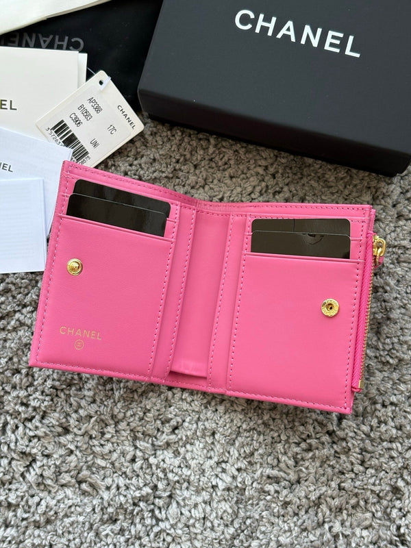 CC 2026 Double Zippered Short Wallet 11cm Leather 102531