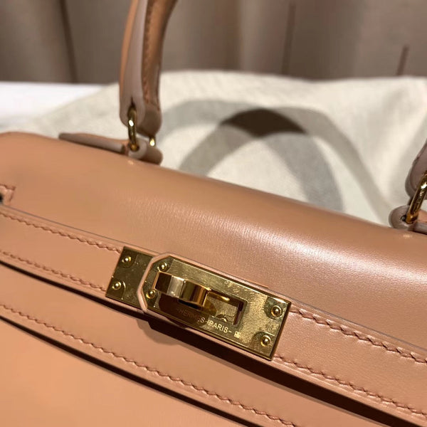 KELLY MINI 20 BAG IN CORAL PINK SMOOTH CALFSKIN WITH GOLD HARDWARE (MADE - TO - ODER)