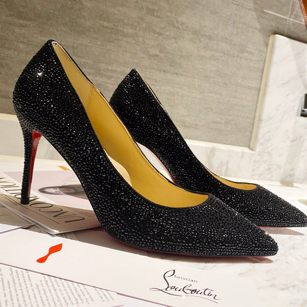 CL Pigalle Follies Pumps 100mm Crystal-embellished Black