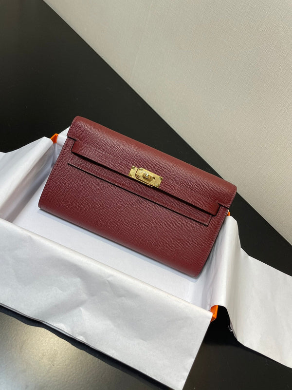 kelly to go wallet 20.5 rough h epsom gold hardware