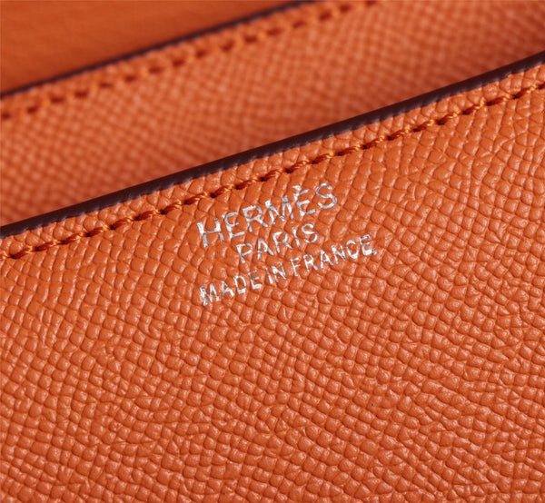HM CONSTANCE BAGS 22 ORANGE EPSOM SILVER HARDWARE