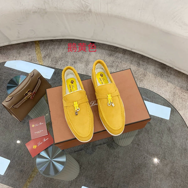 LP 26s Open Walk Loafers 2cm Yellow Suede Shearling SHW 110784