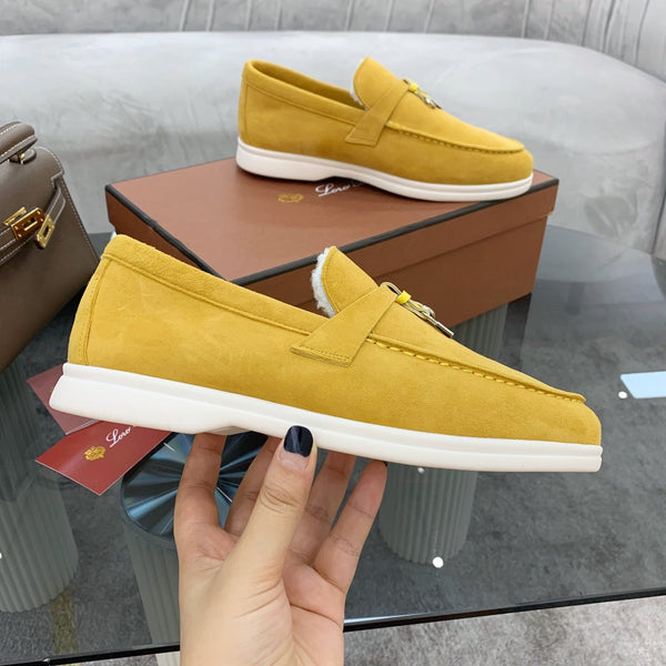 LP 26s Open Walk Loafers 2cm Yellow Suede Shearling SHW 110784