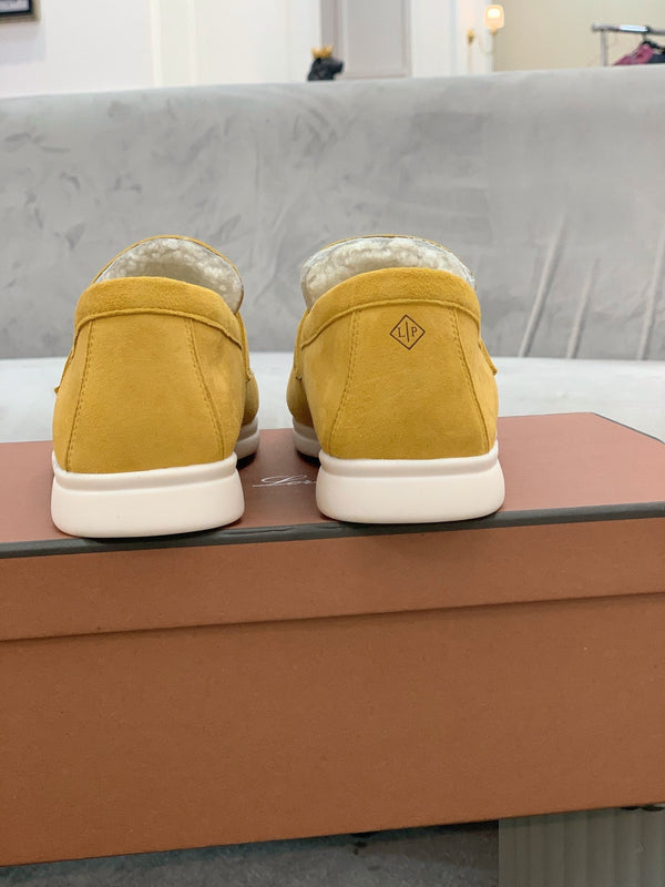LP 26s Open Walk Loafers 2cm Yellow Suede Shearling SHW 110784