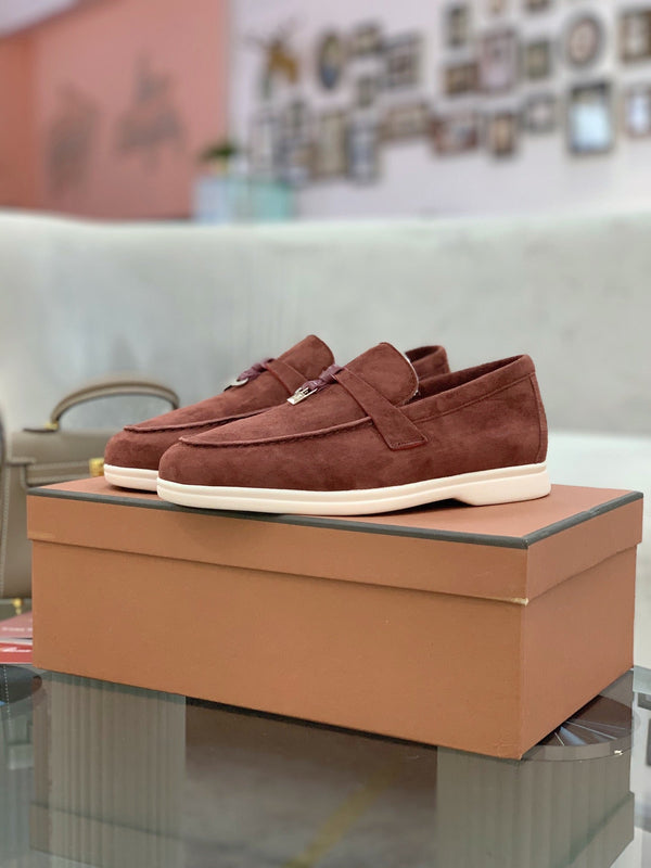 LP 26s Open Walk Loafers 2cm Burgundy Suede Shearling SHW 110780