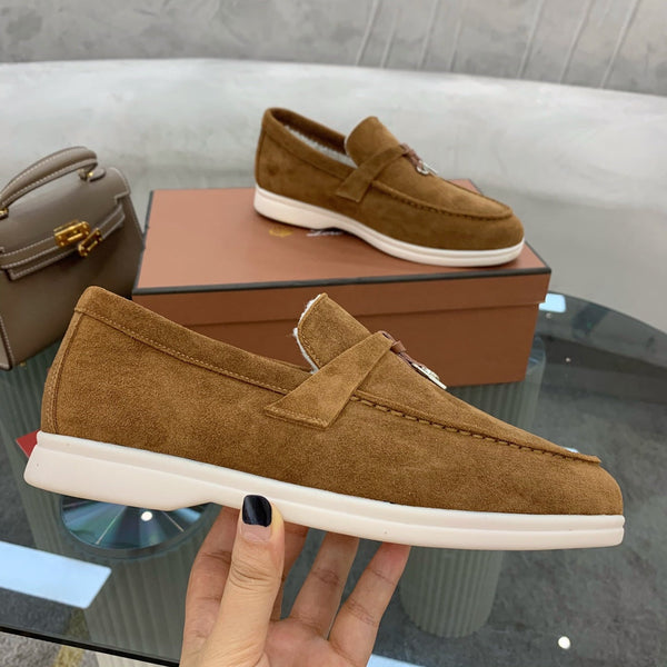 LP 26s Open Walk Loafers 2cm Ochre Suede Shearling SHW 110785