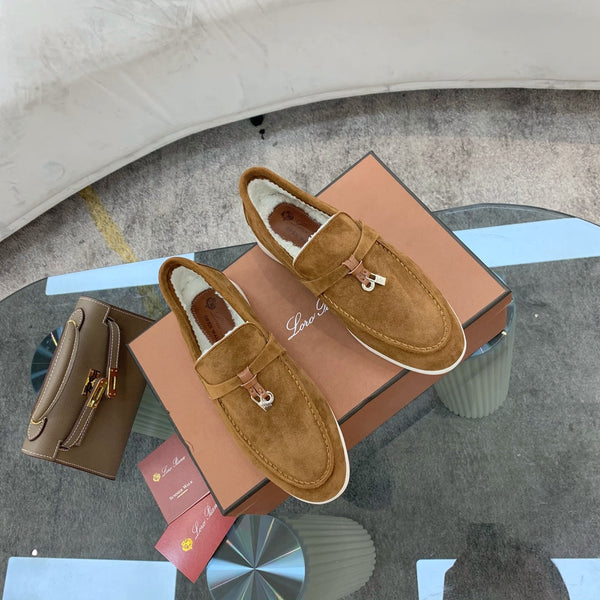 LP 26s Open Walk Loafers 2cm Ochre Suede Shearling SHW 110785