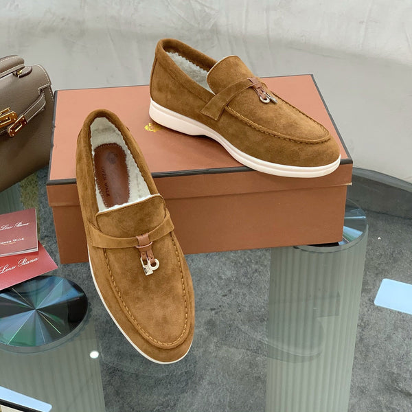 LP 26s Open Walk Loafers 2cm Ochre Suede Shearling SHW 110785