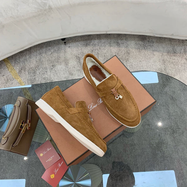 LP 26s Open Walk Loafers 2cm Ochre Suede Shearling SHW 110785